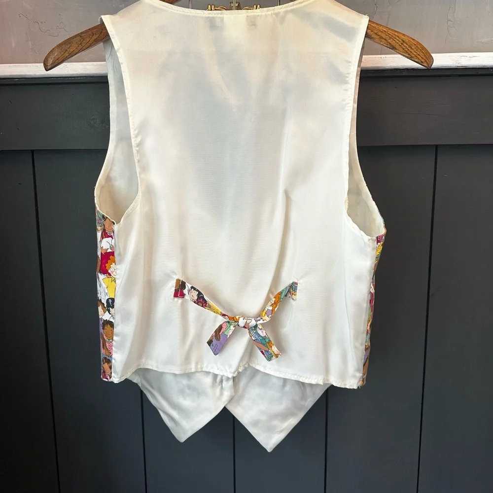 Vintage 1990s Novelty‎ Illustrated Children Print Vest size Medium